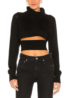 Nbd Cutout Black Winston Turtleneck Sweater Size M